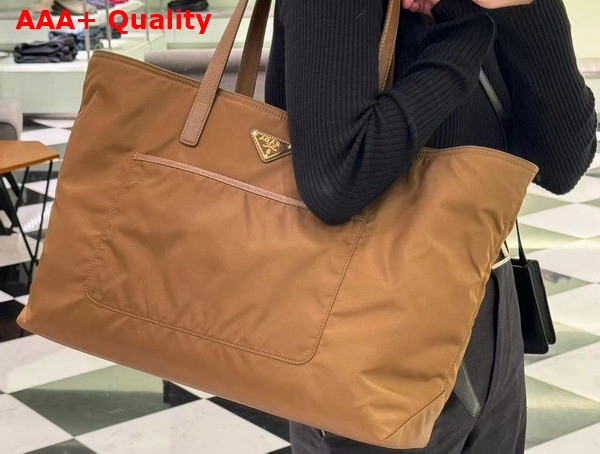 Prada Re Edition 1978 Large Re Nylon and Saffiano Leather Tote Bag in Cork Beige 1BG527 Replica