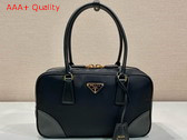 Prada Re Edition 1978 Medium Re Nylon and Saffiano Leather Two Handle Bag in Black 1BB115 Replica