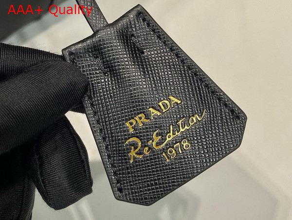 Prada Re Edition 1978 Medium Re Nylon and Saffiano Leather Two Handle Bag in Black 1BB115 Replica