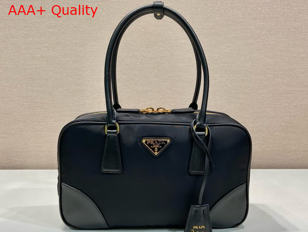 Prada Re Edition 1978 Medium Re Nylon and Saffiano Leather Two Handle Bag in Black 1BB115 Replica