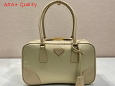 Prada Re Edition 1978 Medium Re Nylon and Saffiano Leather Two Handle Bag in Camel Brown 1BB115 Replica