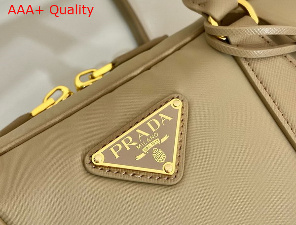 Prada Re Edition 1978 Medium Re Nylon and Saffiano Leather Two Handle Bag in Camel Brown 1BB115 Replica