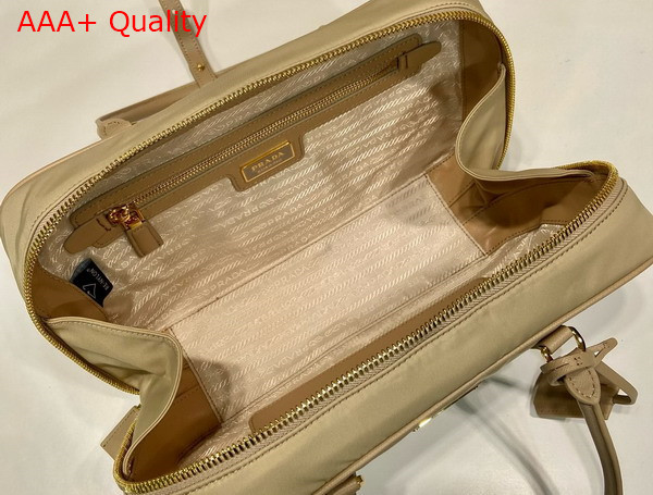 Prada Re Edition 1978 Medium Re Nylon and Saffiano Leather Two Handle Bag in Camel Brown 1BB115 Replica