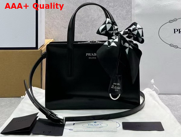 Prada Re Edition 1995 Brushed Leather Mini Handbag in Black 1BA357 Replica