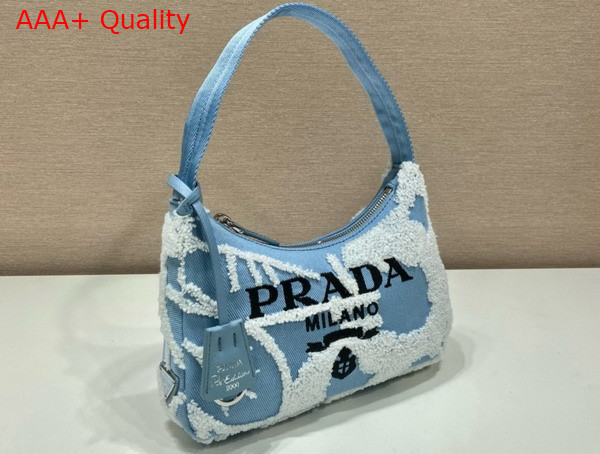 Prada Re Edition 2000 Mini Bag in Light Blue Embroidered Denim 1NE515 Replica