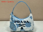 Prada Re Edition 2000 Mini Bag in Light Blue Embroidered Denim 1NE515 Replica