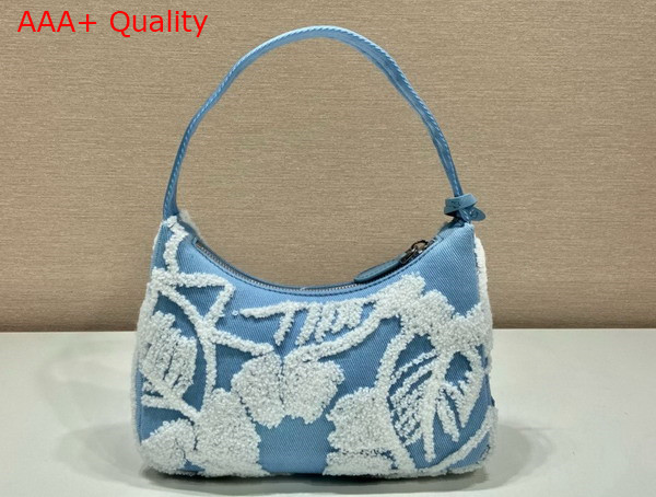 Prada Re Edition 2000 Mini Bag in Light Blue Embroidered Denim 1NE515 Replica