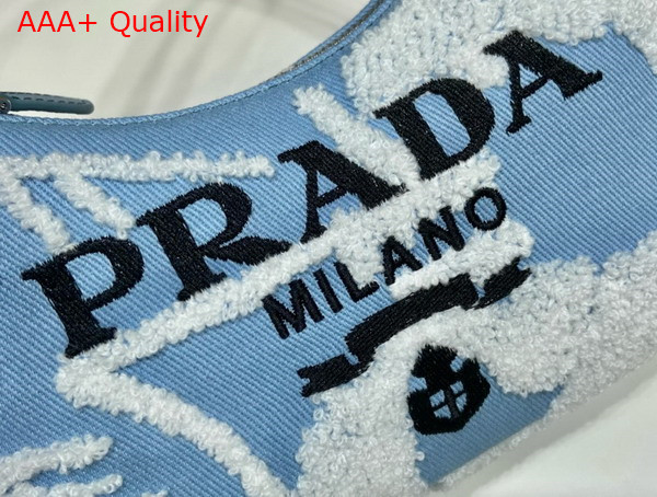 Prada Re Edition 2000 Mini Bag in Light Blue Embroidered Denim 1NE515 Replica