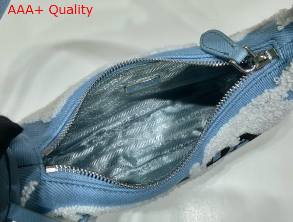 Prada Re Edition 2000 Mini Bag in Light Blue Embroidered Denim 1NE515 Replica