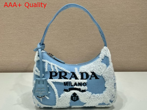 Prada Re Edition 2000 Mini Bag in Light Blue Embroidered Denim 1NE515 Replica