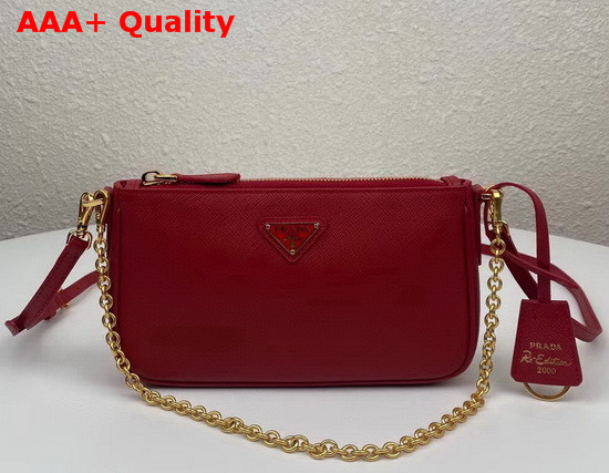 Prada Re Edition 2000 Saffiano Leather Mini Bag in Red Replica