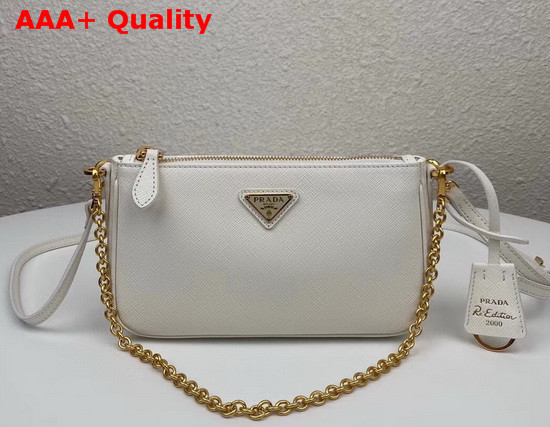 Prada Re Edition 2000 Saffiano Leather Mini Bag in White Replica