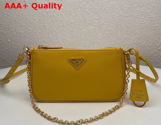 Prada Re Edition 2000 Saffiano Leather Mini Bag in Yellow Replica