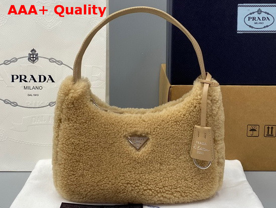 Prada Re Edition 2000 Shearling Mini Bag in Beige Replica