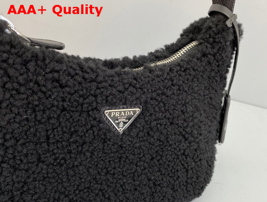 Prada Re Edition 2000 Shearling Mini Bag in Black Replica