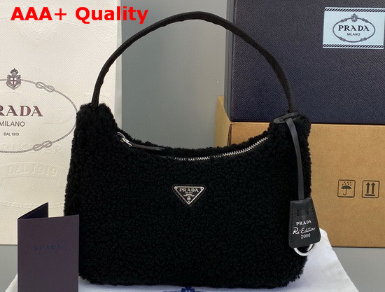 Prada Re Edition 2000 Shearling Mini Bag in Black Replica