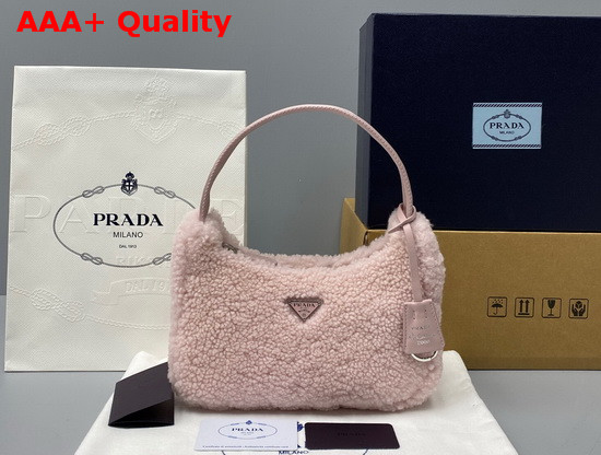 Prada Re Edition 2000 Shearling Mini Bag in Pink Replica