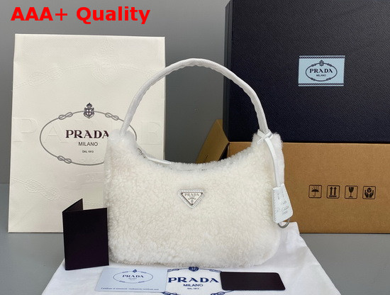 Prada Re Edition 2000 Shearling Mini Bag in White Replica