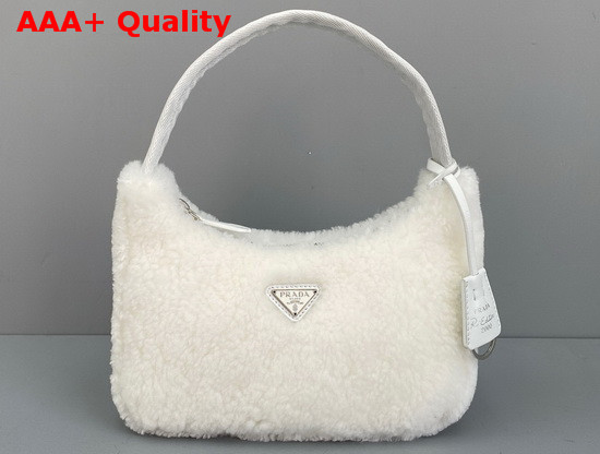 Prada Re Edition 2000 Shearling Mini Bag in White Replica