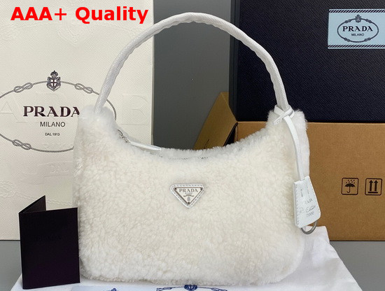 Prada Re Edition 2000 Shearling Mini Bag in White Replica