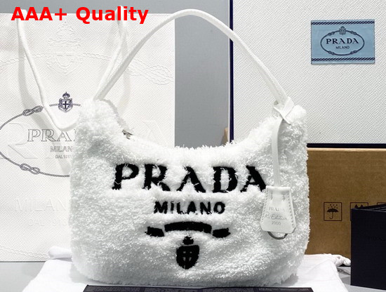 Prada Re Edition 2000 Terry Mini Bag White and Black Replica