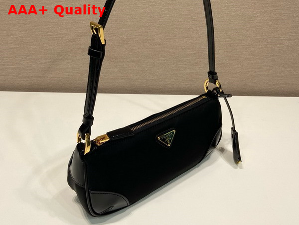 Prada Re Edition 2002 Re Nylon and Brushed Leather Shoulder Bag in Black 1BC201 Replica