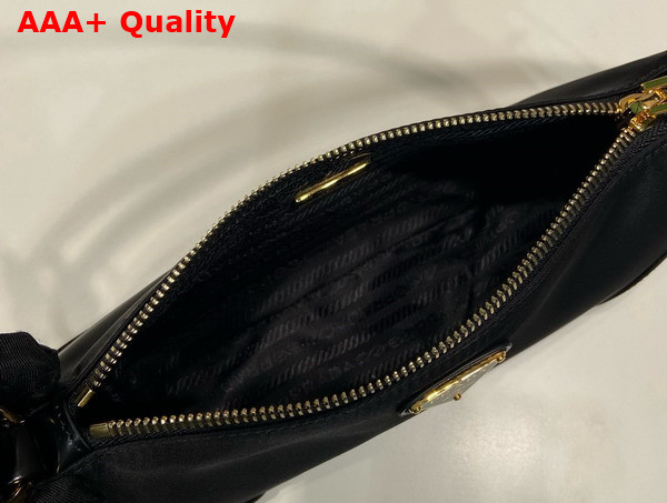 Prada Re Edition 2002 Re Nylon and Brushed Leather Shoulder Bag in Black 1BC201 Replica