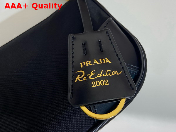 Prada Re Edition 2002 Re Nylon and Brushed Leather Shoulder Bag in Black 1BC201 Replica