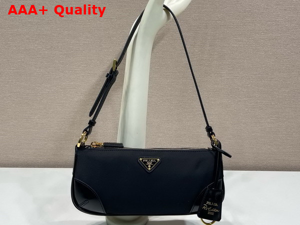 Prada Re Edition 2002 Re Nylon and Brushed Leather Shoulder Bag in Black 1BC201 Replica