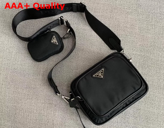 Prada Re Edition 2005 Nylon Shoulder Bag Black Nylon and Saffiano Leather Replica