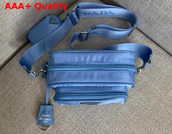 Prada Re Edition 2005 Nylon Shoulder Bag Blue Nylon and Saffiano Leather Replica