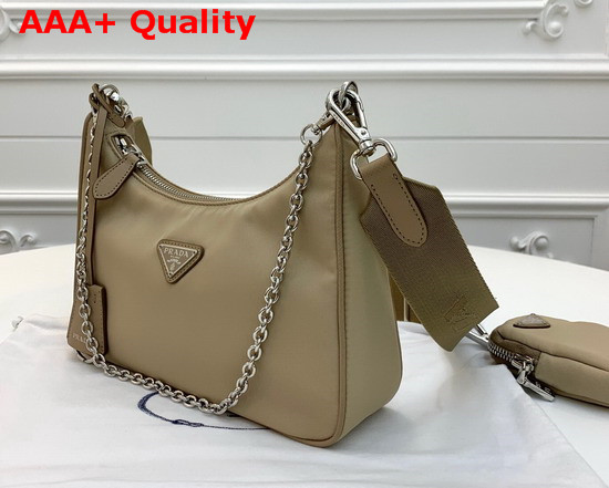 Prada Re Edition 2005 Nylon Shoulder Bag in Cameo Beige Replica