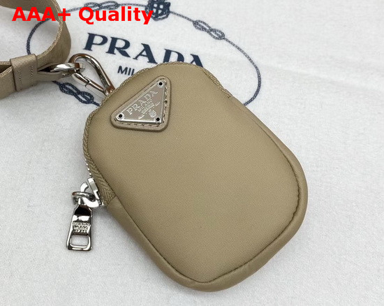 Prada Re Edition 2005 Nylon Shoulder Bag in Cameo Beige with Embroidered Charms Replica