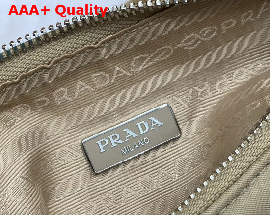 Prada Re Edition 2005 Nylon Shoulder Bag in Cameo Beige with Embroidered Charms Replica