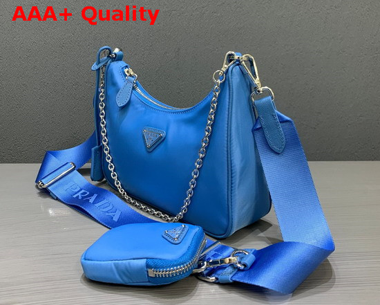 Prada Re Edition 2005 Nylon Shoulder Bag in Periwinkle Blue Replica