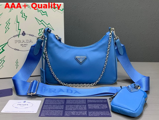 Prada Re Edition 2005 Nylon Shoulder Bag in Periwinkle Blue Replica