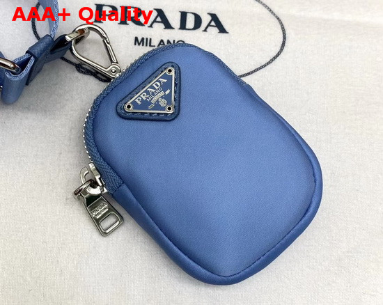 Prada Re Edition 2005 Nylon Shoulder Bag in Periwinkle Blue with Embroidered Charms Replica