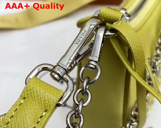 Prada Re Edition 2005 Nylon Shoulder Bag in Pineapple Yellow with Embroidered Charms Replica