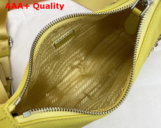 Prada Re Edition 2005 Nylon Shoulder Bag in Pineapple Yellow with Embroidered Charms Replica