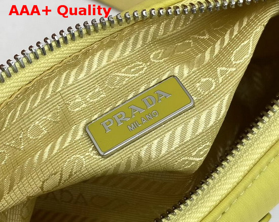 Prada Re Edition 2005 Nylon Shoulder Bag in Pineapple Yellow with Embroidered Charms Replica