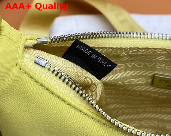 Prada Re Edition 2005 Nylon Shoulder Bag in Pineapple Yellow with Embroidered Charms Replica