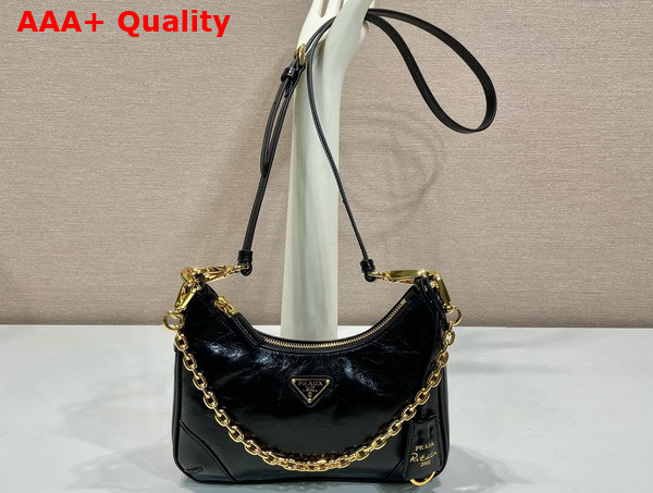 Prada Re Edition Leather Mini Bag in Black 1BC204 Replica