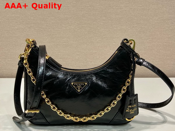 Prada Re Edition Leather Mini Bag in Black 1BC204 Replica