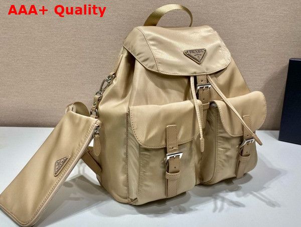 Prada Re Nylon Medium Backpack with Pouch in Desert Beige 1BZ811 Replica