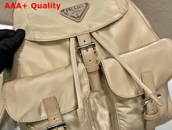 Prada Re Nylon Medium Backpack with Pouch in Desert Beige 1BZ811 Replica