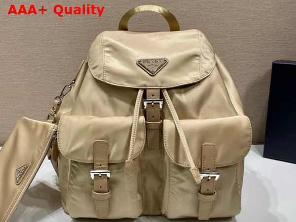 Prada Re Nylon Medium Backpack with Pouch in Desert Beige 1BZ811 Replica