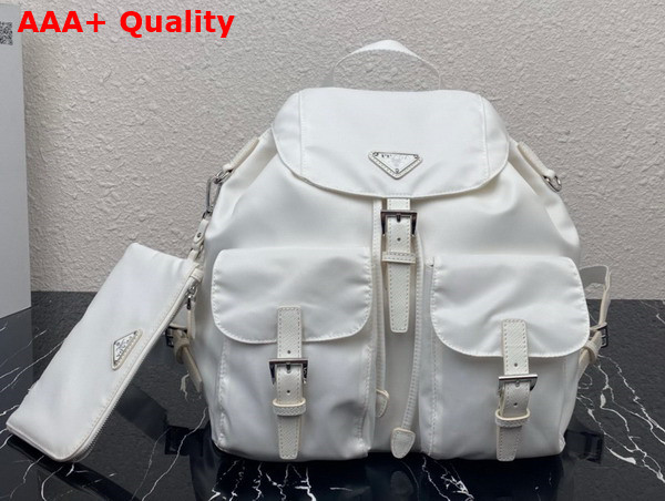 Prada Re Nylon Medium Backpack with Pouch in White 1BZ811 Replica