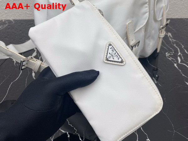 Prada Re Nylon Medium Backpack with Pouch in White 1BZ811 Replica