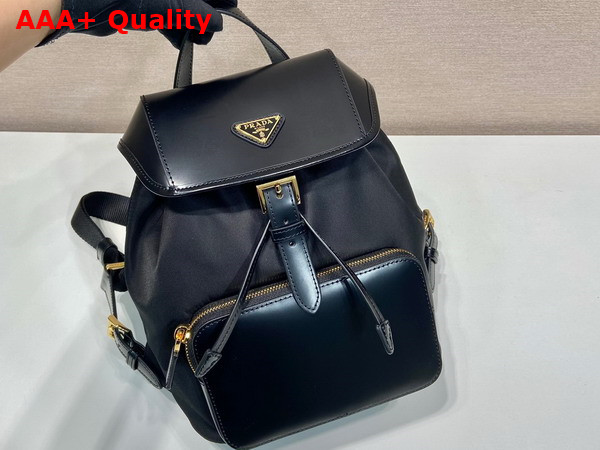 Prada Re Nylon and Brushed Leather Backpack in Black 1BZ074 Replica