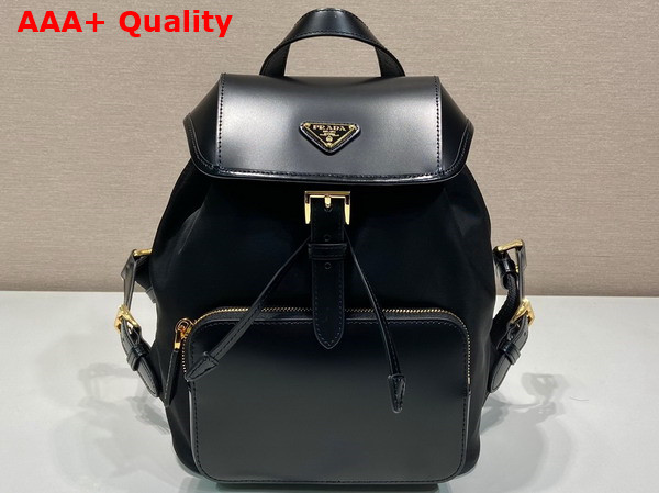 Prada Re Nylon and Brushed Leather Backpack in Black 1BZ074 Replica